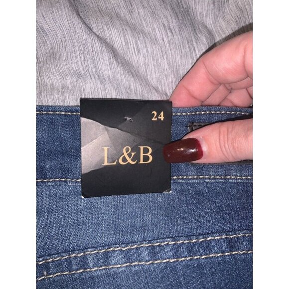 L&B Lucky & Blessed Patchwork Straight Leg Medium Wash Denim Blue Jeans Size 3X - Picture 7 of 10